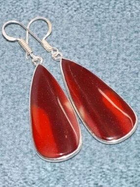 Australian Mookaite Jasper Gemstone 925 Sterling Silver Drop Dangle Earrings